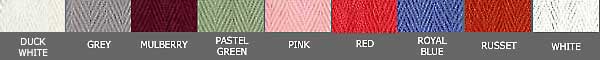 standard fabric tape colors