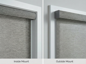 Inside mount blinds vs outside mount shade comparison on a window (side-by-side examples).