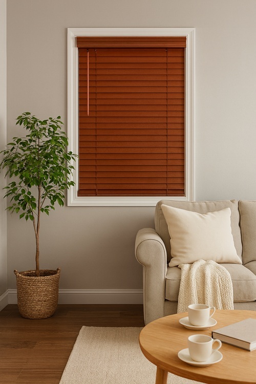 2 Inch Premium Faux Wood Cordless Horizontal Blinds – White, Custom Fit