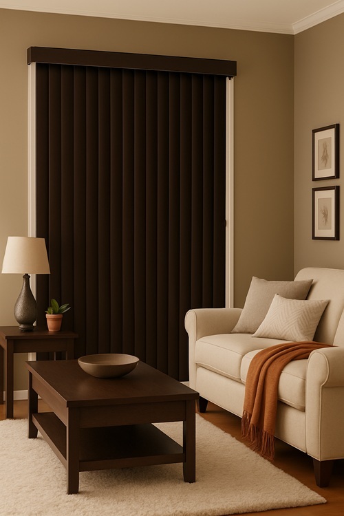 Vertical Blinds Faux Wood PVC, Wand Control